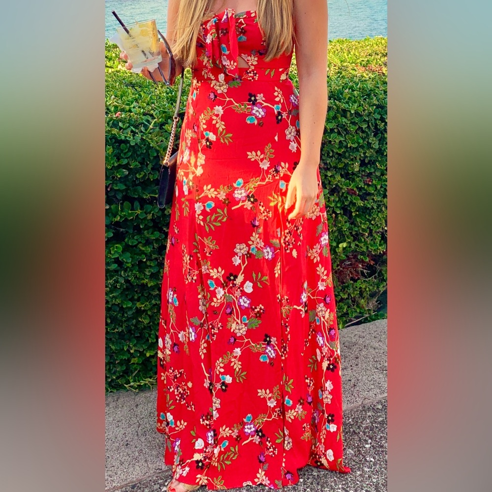 Skylar + Madison Red Floral Maxi Dress Resort Wear